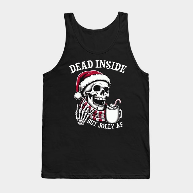 Dead Inside But Jolly AF Christmas Skeleton Tank Top by dystopic